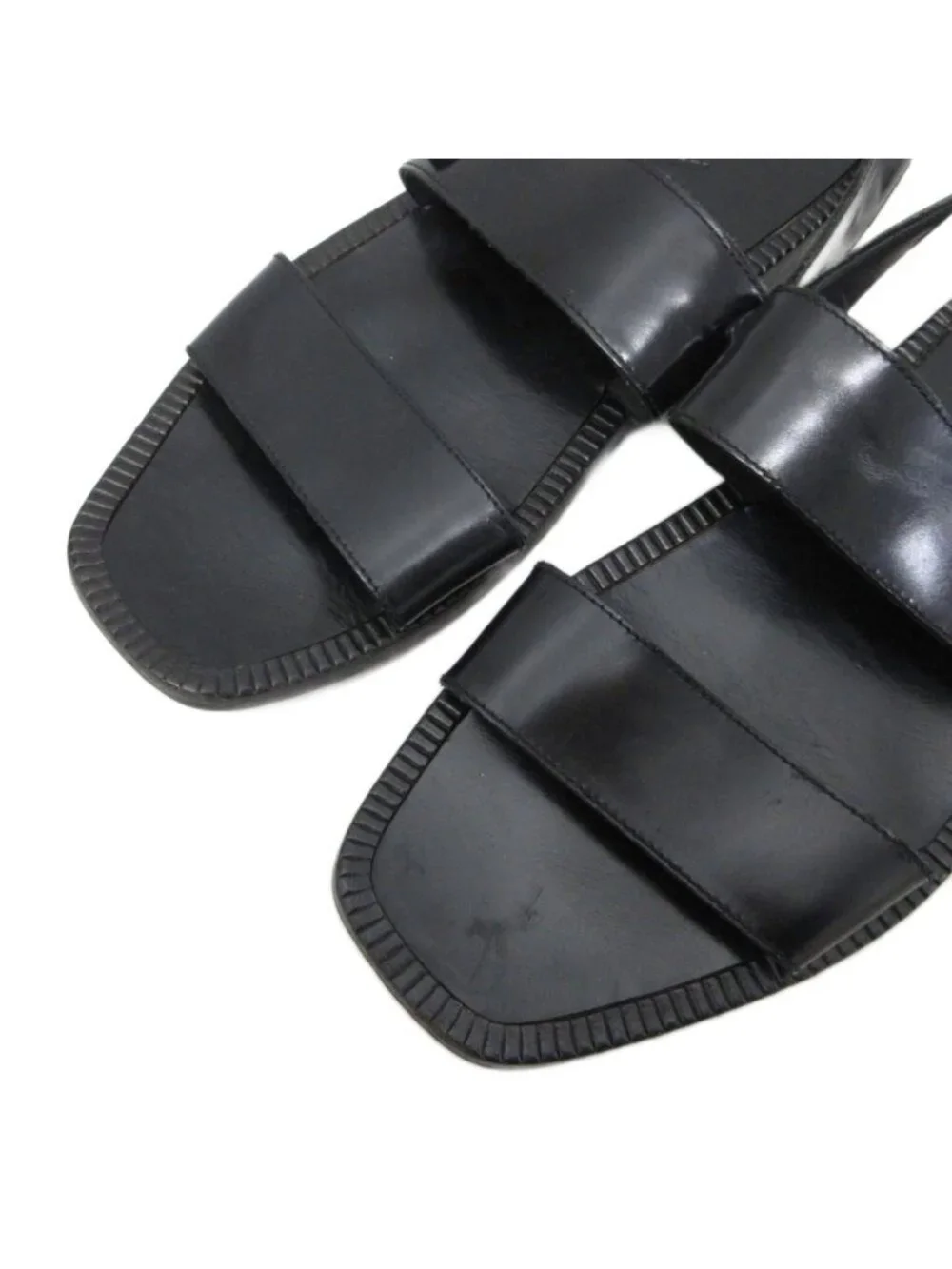 Prada Sandals Double Strap Leather 9 Black